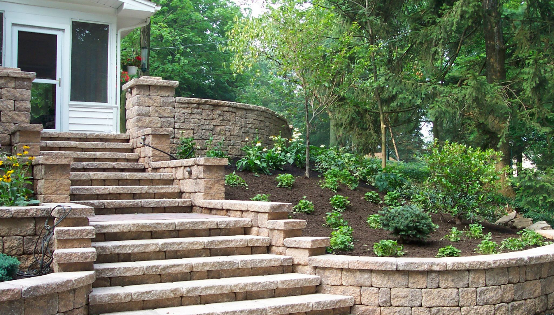 retaining walls, paver patio and walkway in camp hill pa